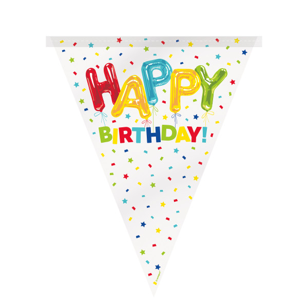 Happy Balloon Birthday Flag Banner - Themed Decorations