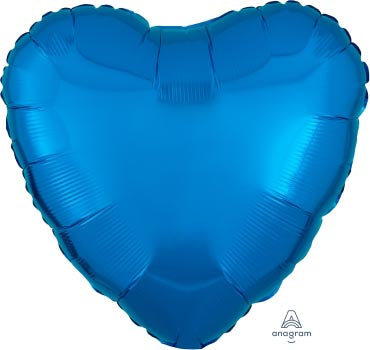 Metallic Blue Heart 45cm Foil Balloon