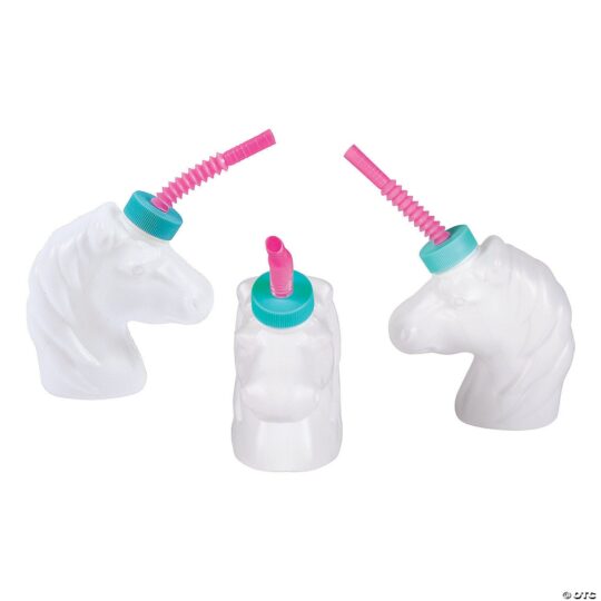 Unicorn Reusable Plastic Cup with Lid & Straw