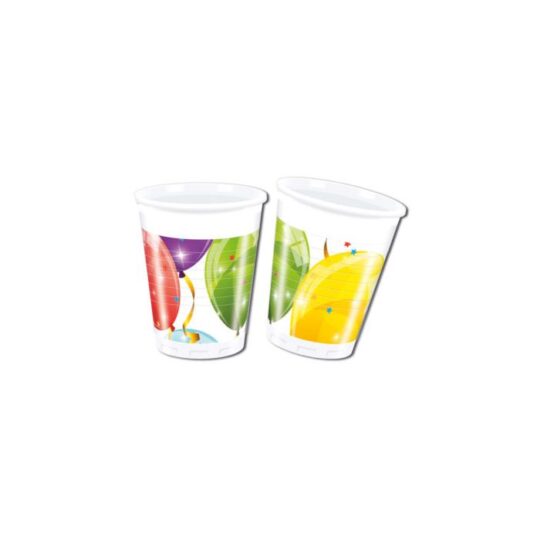 Sparkling Balloon Plastic Cups Pack of 8