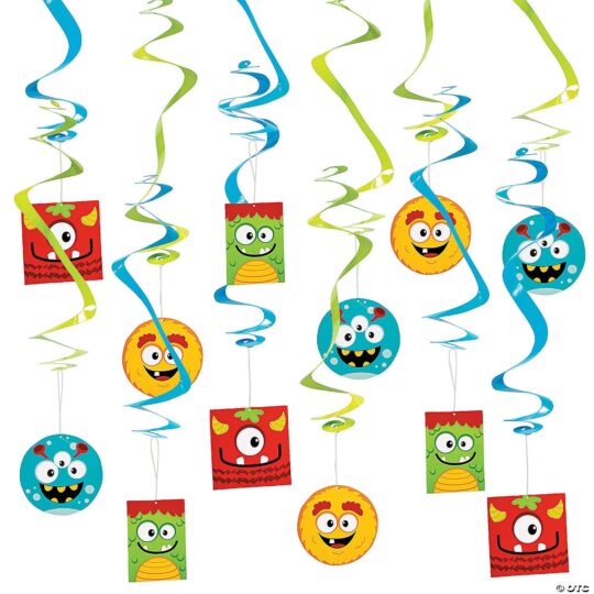 Mini Monster Swirl Decorations Pack of 12