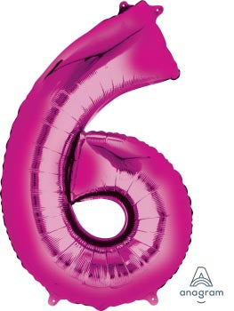 Pink Foil Balloon Number 6