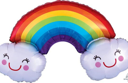 Rainbow With Clouds Supershape Foil Balloon