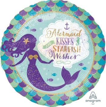 Mermaid Wishes and Kisses 45cm Foil Balloon