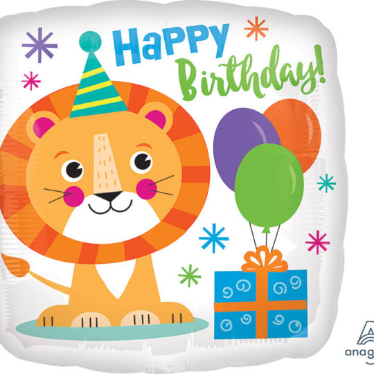 Happy Lion Birthday 45cm Foil Balloon