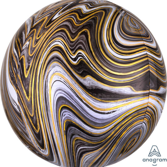 Black Marble Orb Foil Balloon