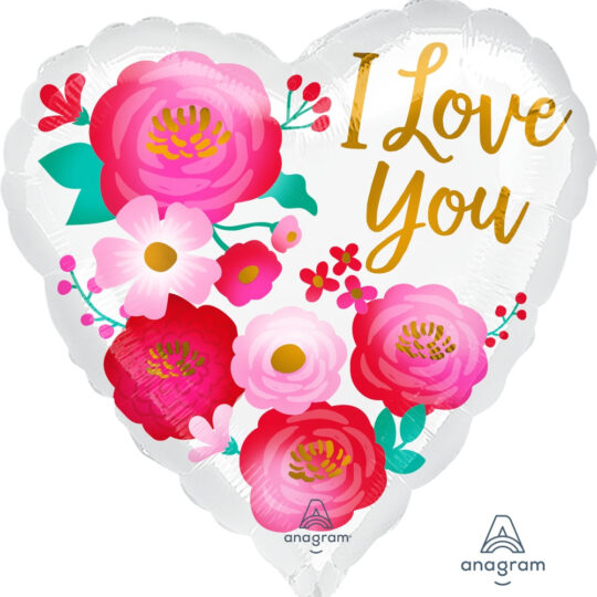 Love You Ombre Flowers Supershape Foil Balloon