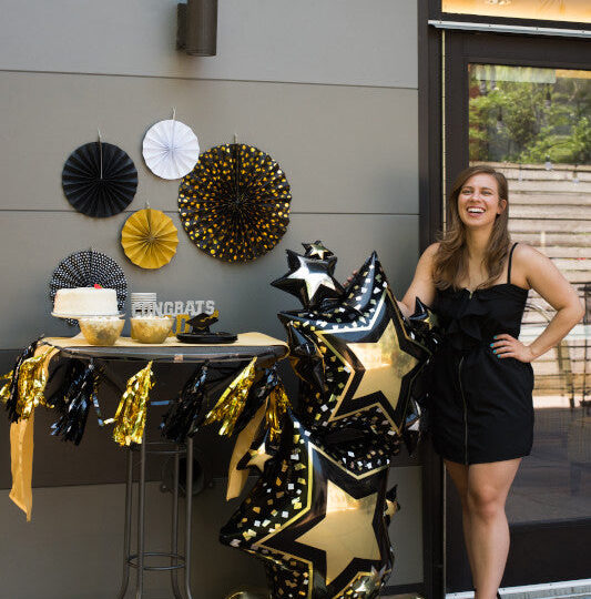 Airloonz Star Cluster Black & Gold Balloon