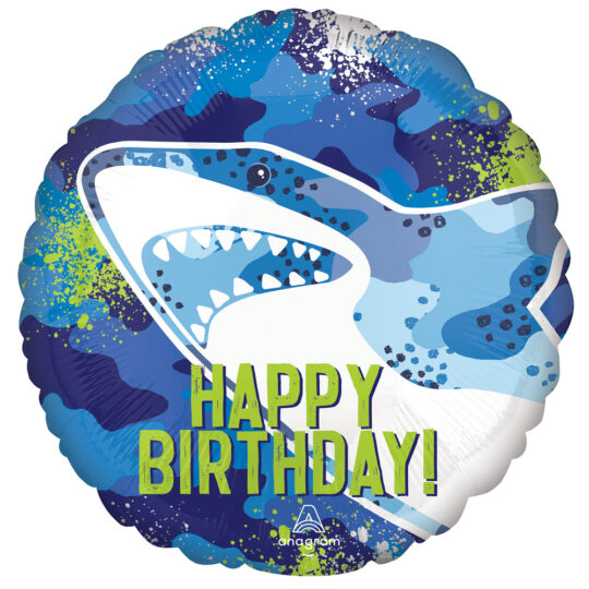 Shark Happy Birthday 45cm Foil Balloon