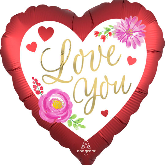 I Love You Floral 45cm Foil Balloon