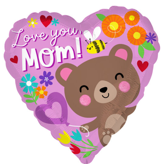 Love You Mom Bear 45cm Foil Balloon