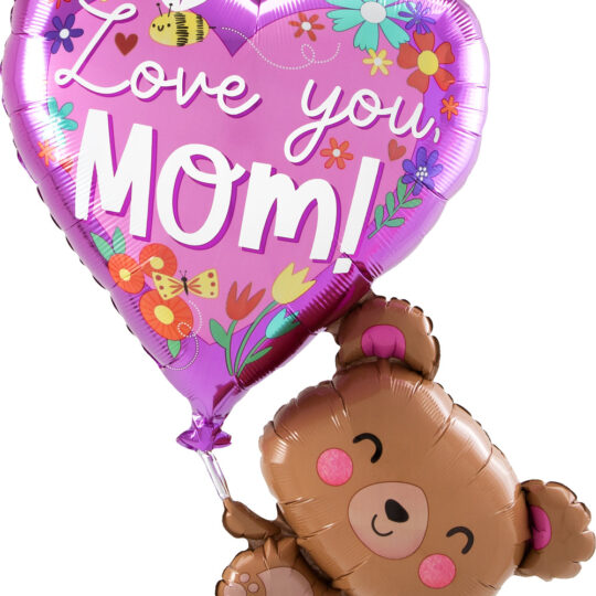 Love You Mom Bear Supershape Foil Balloon