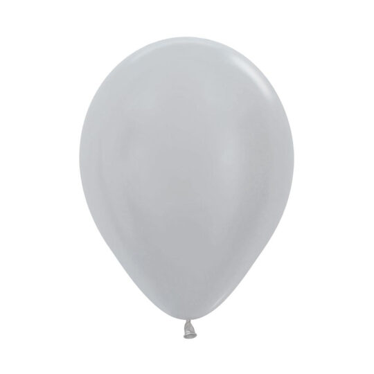 Satin Pearl Silver 12.5cm Latex Balloons Pack of 100