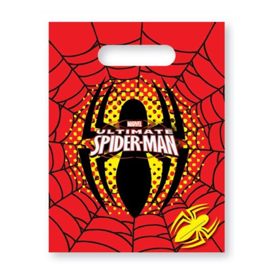 Spiderman Plastic Party Bags Pack of 6