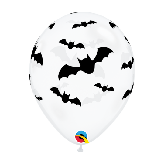 Clear Latex Balloons with Bat Print Pack of 10