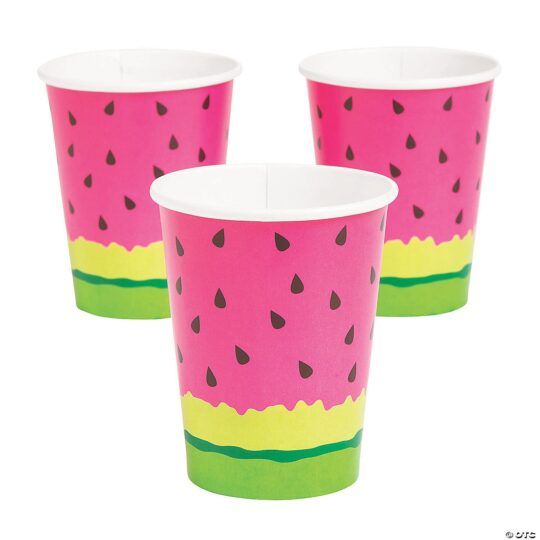 Tutti Frutti Watermelon Disposable Paper Cups Pack of 8