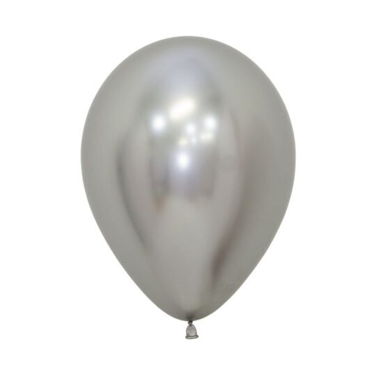 Chrome Reflex Silver Latex Balloons Pack of 5