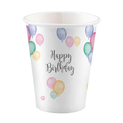 Happy Birthday Pastel Paper Cups Pack of 8