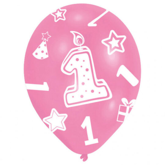 Pink Age 1 Latex Balloons Pack of 6