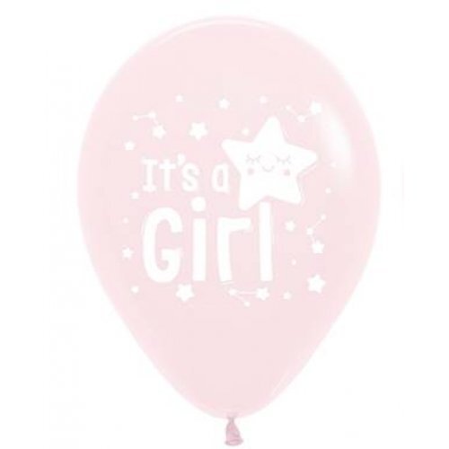 Its A Girl Star Pink Latex Balloons Pack of 50