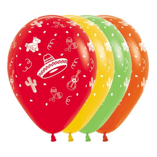 Mexican Fiesta Assorted Latex Balloons Pack of 10