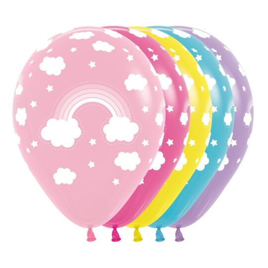 Rainbow & Cloud Latex Balloons Assorted Pack of 10