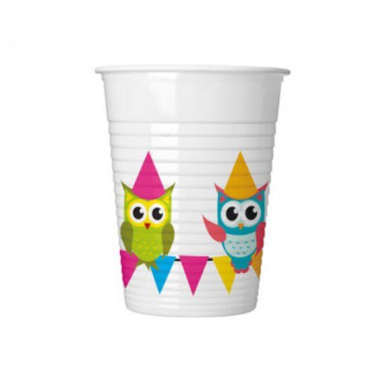 Best Friend Owl Plastic Cups Pack of 8