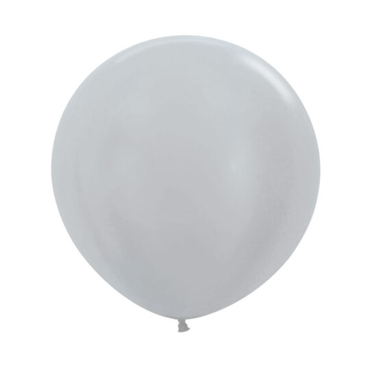 Satin Pearl Silver 60cm Latex Balloons Pack of 3