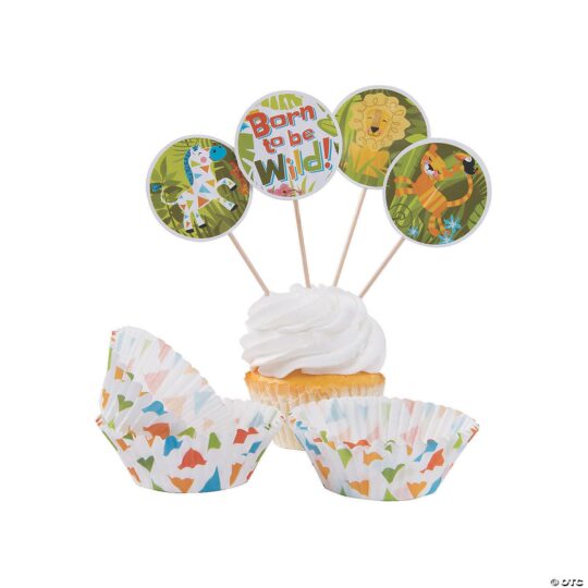 Jungle Baby Cupcake Wrappers with Picks Pack of 25