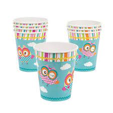 Owl Party Paper Cups Pack of 8