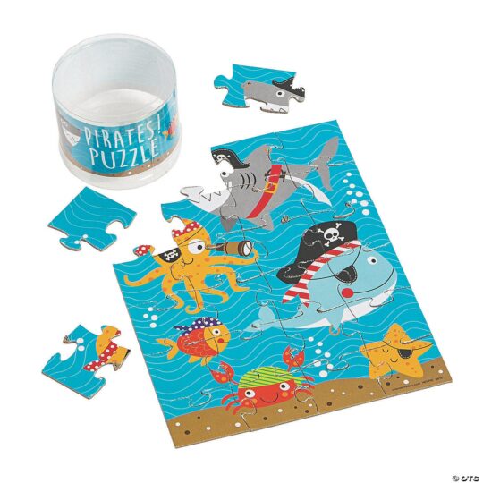 Mini Pirate Animal Puzzles - Set of 12