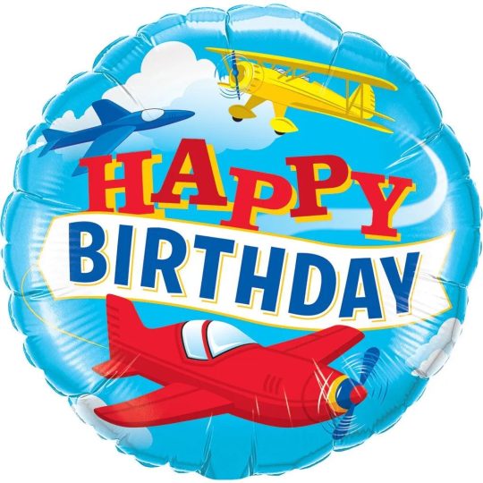 Up & Away Airplane Happy Birthday 45cm Foil Balloon