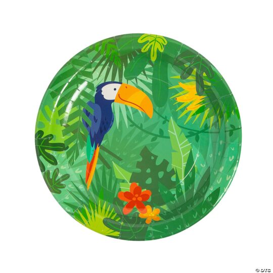 Toucan Jungle Tropical Party Paper Dinner Plates Pack of 8