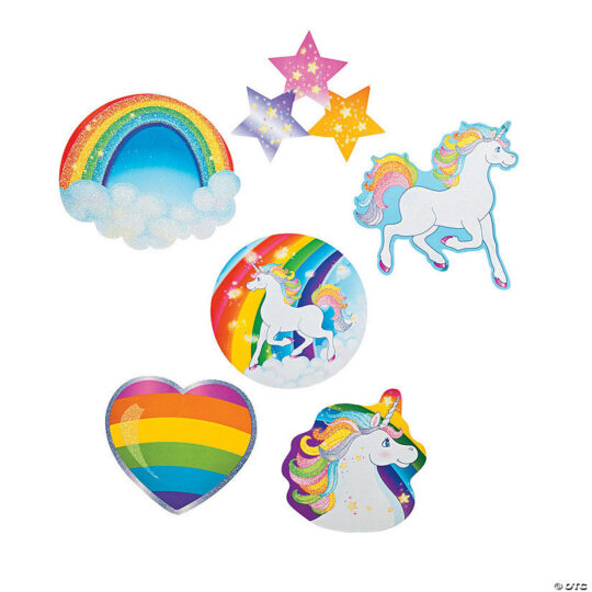 Unicorn Glitter Cutouts Pack of 6