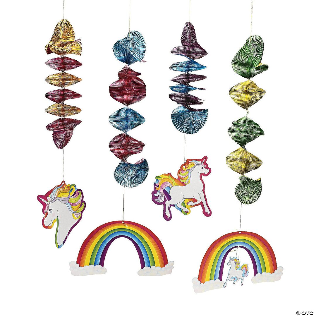 Unicorn Hanging Spiral Decorations Pack of 12