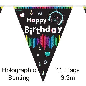 Tik Tok Music Birthday Holographic Flag Banner