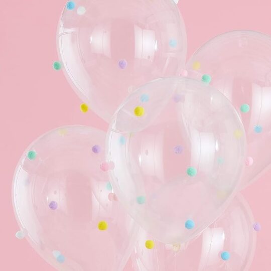 Pastel Pom Balloons Latex Balloons Pack of 5