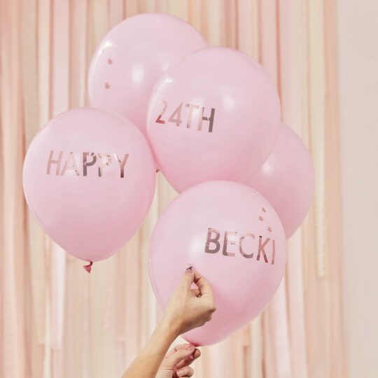 Pink and Rose Gold Personalised Balloons Kit