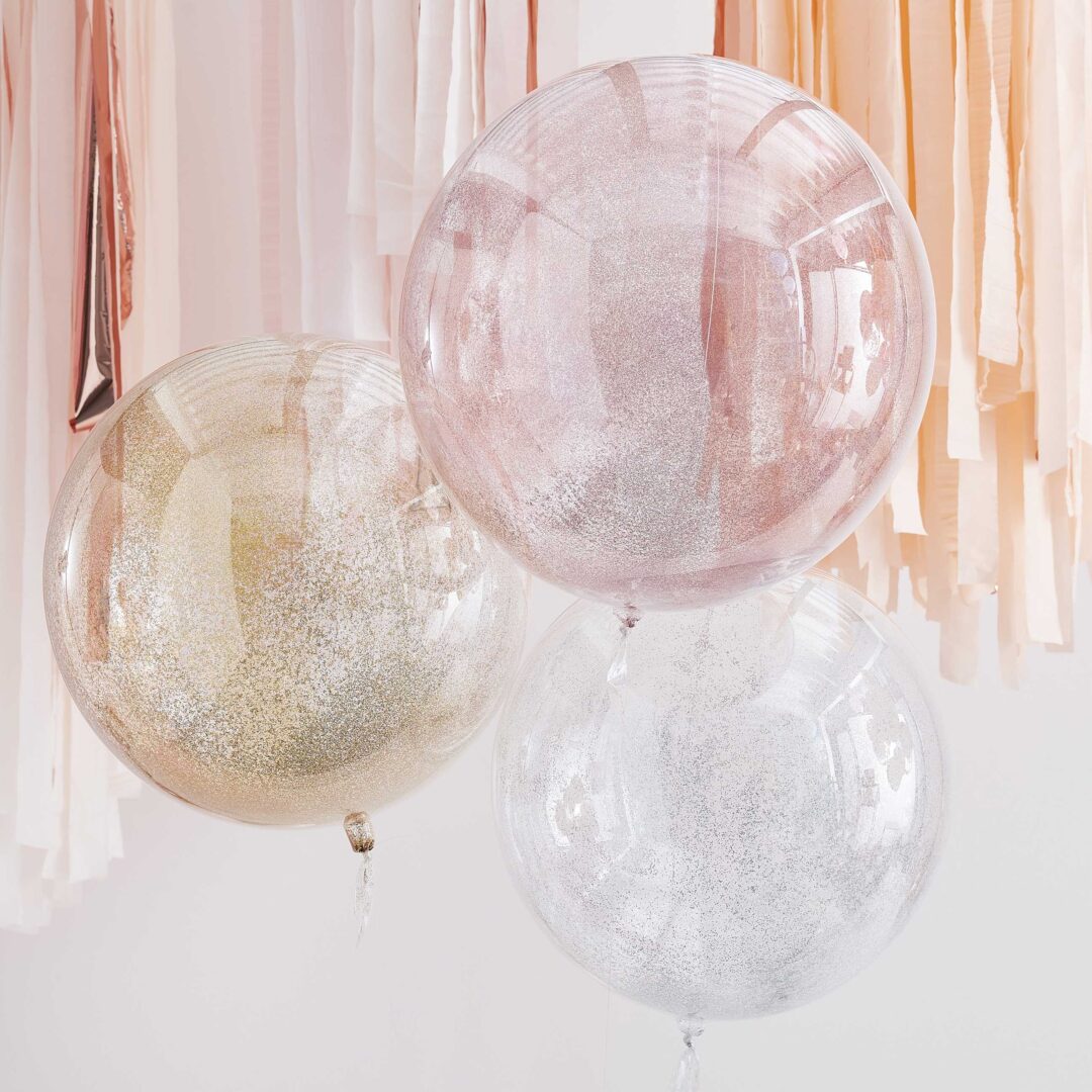 Mixed Metallic Orb Glitter Balloons Pack of 3