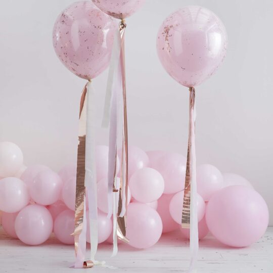 Rose Gold and Pink Streamer Balloon Tails Pack of 3