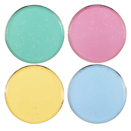 Gold Flecked Brights Rainbow Party Plates Pack of 8