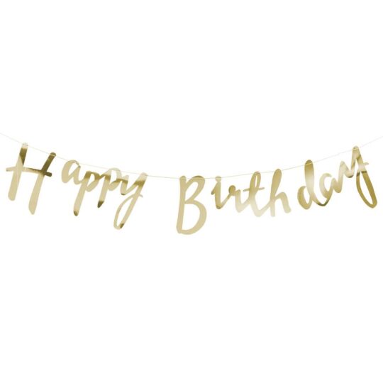 Gold Happy Birthday Bunting Banner